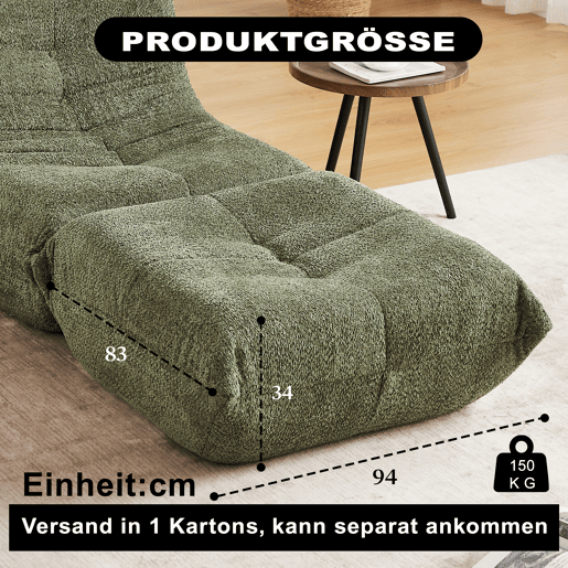 Sofá modular com chaise longue - design com almofadas cervicais, espuma de alta densidade de recuperação lenta, estrutura com suporte em ferro, não montado, configuração ajustável e reversível - verde Sofá modular com chaise longue - design com almofadas cervicais, espuma de alta densidade de recuperação lenta, estrutura com suporte em ferro, não montado, configuração ajustável e reversível - verde