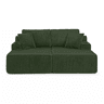 Sofá-cama relax de 2 lugares - tecido de cordão macio, bolso lateral para revistas, porta-copos e almofadas - Verde