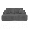 Sofá-cama relax de 2 lugares - tecido de veludo cotelê macio, bolso lateral para revistas, porta-copos, almofadas, design lounge multifuncional - cinzento