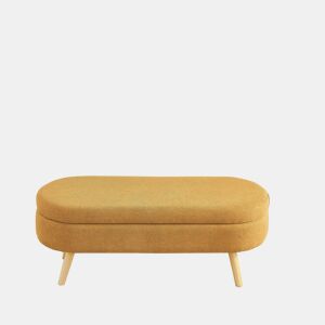 Banco com arrumação de 110 cm - moderno, com estofo em chenille e espaço de arrumação - Amarelo