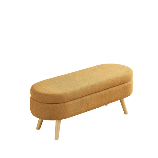 Banco com arrumação de 110 cm - moderno, com estofo em chenille e espaço de arrumação - Amarelo Banco com arrumação de 110 cm - moderno, com estofo em chenille e espaço de arrumação - Amarelo