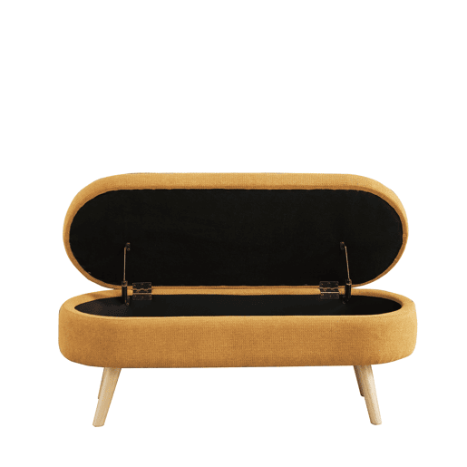 Banco com arrumação de 110 cm - moderno, com estofo em chenille e espaço de arrumação - Amarelo Banco com arrumação de 110 cm - moderno, com estofo em chenille e espaço de arrumação - Amarelo