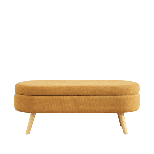 Banco com arrumação de 110 cm - moderno, com estofo em chenille e espaço de arrumação - Amarelo Banco com arrumação de 110 cm - moderno, com estofo em chenille e espaço de arrumação - Amarelo