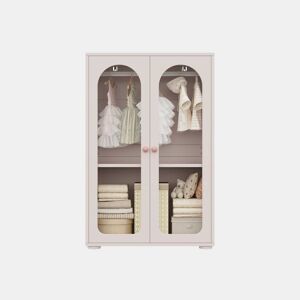 Armário de 2 portas 80×50×120 cm - armário lacado com varão para roupa, portas transparentes em acrílico, puxadores em cerâmica - rosa bebé