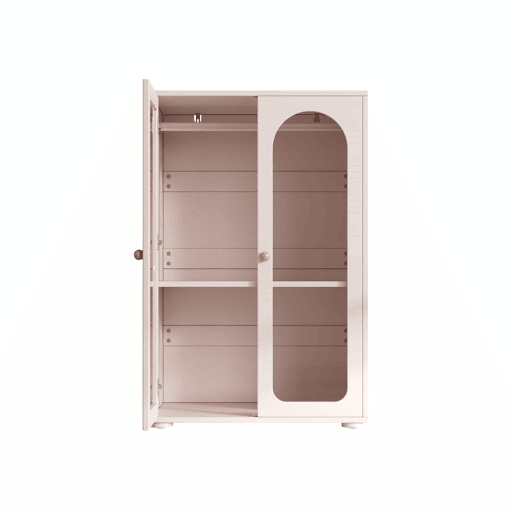 Armário de 2 portas 80×50×120 cm - armário lacado com varão para roupa, portas transparentes em acrílico, puxadores em cerâmica - rosa bebé Armário de 2 portas 80×50×120 cm - armário lacado com varão para roupa, portas transparentes em acrílico, puxadores em cerâmica - rosa bebé