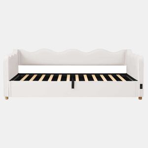 Sofá-cama 90 x 200 cm - arrumação hidráulica, estofado, USB, encosto, veludo - bege