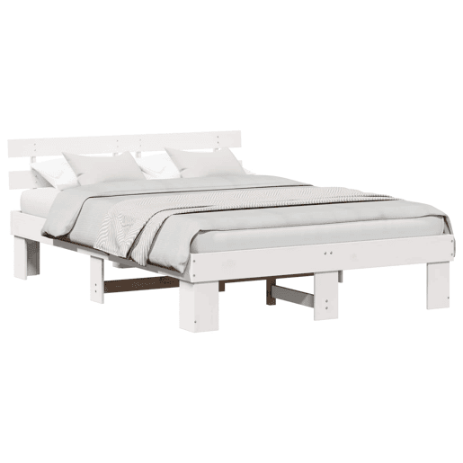 Estrutura da Cama de casal simple com cabeceira Branco 140 x 200 cm