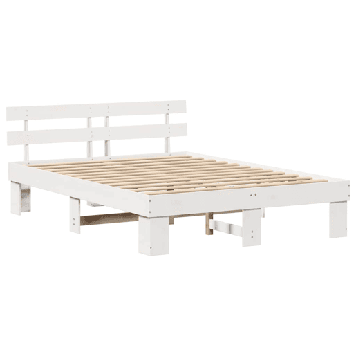 Estrutura da Cama de casal simple com cabeceira Branco 140 x 200 cm