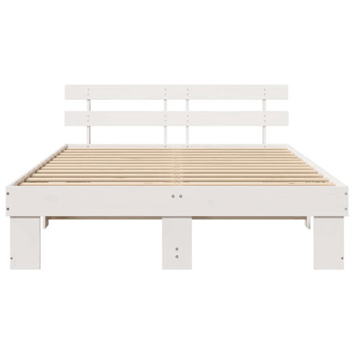 Estrutura da Cama de casal simple com cabeceira Branco 140 x 200 cm