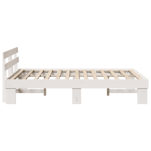 Estrutura da Cama de casal simple com cabeceira Branco 140 x 200 cm