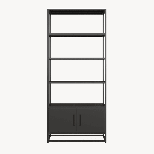 Estante com compartimento Hailuoto 80x40x180 cm aço preto mate en.casa