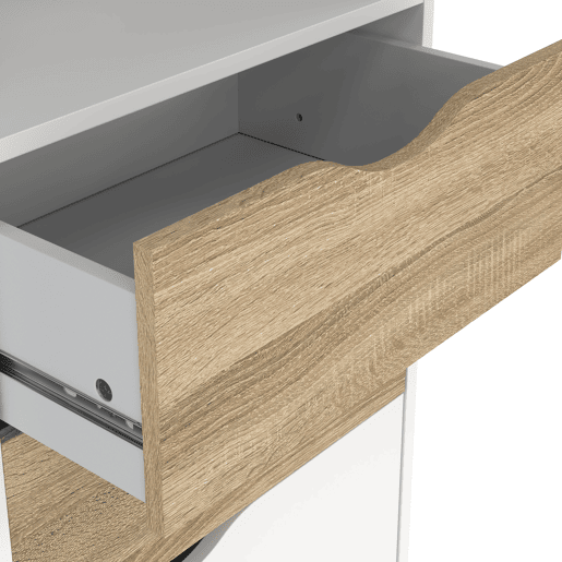 Estante Tajo com 2 gavetas e 1 porta, cor branco e carvalho patinado, 51 x 40 x 172 cm Estante Tajo com 2 gavetas e 1 porta, cor branco e carvalho patinado, 51 x 40 x 172 cm