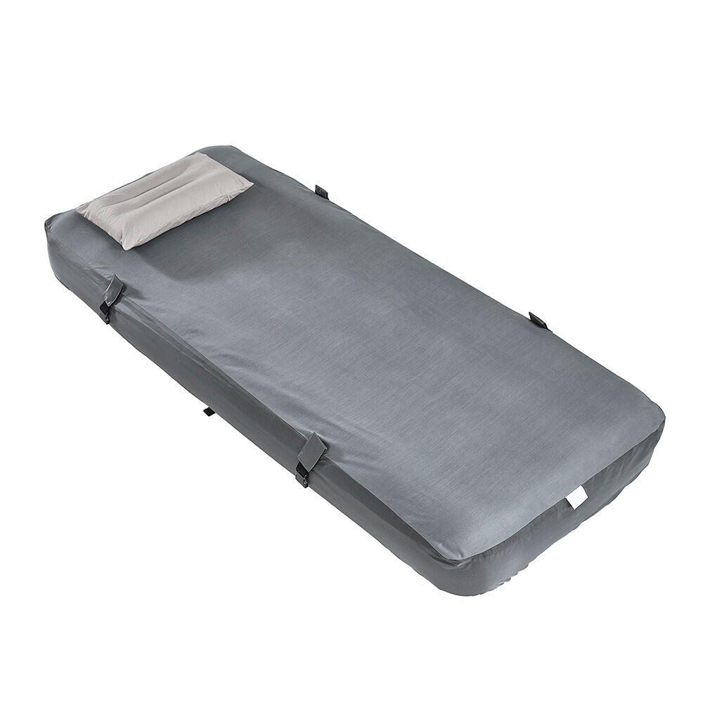 Sobuy | tumbona de playa gris con almohada integrada | colchón inflable plegable para exteriores | almohadón de camping de pes para viaje | 191×76×22 cm | ogs32-ii-hg-p01