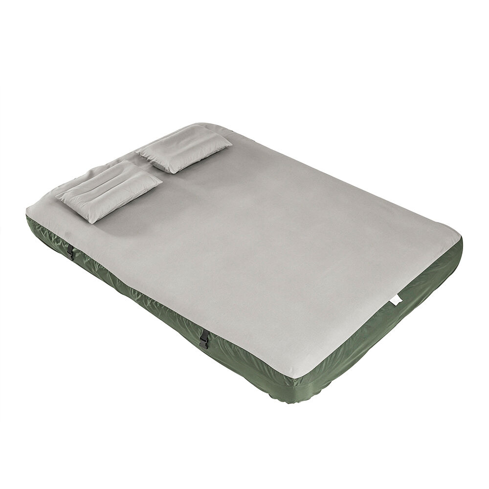 Sobuy | tumbona de playa gris con almohadas integradas | colchoneta hinchable plegable con válvula | alfombra de camping de pes para exterior | 191×137×22 cm | ogs32-ii-l-gr-p01