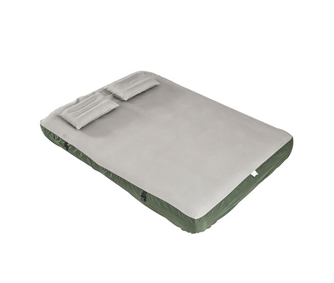 Sobuy | tumbona de playa gris con almohadas integradas | colchoneta hinchable plegable con válvula | alfombra de camping de pes para exterior | 191×137×22 cm | ogs32-ii-l-gr-p01