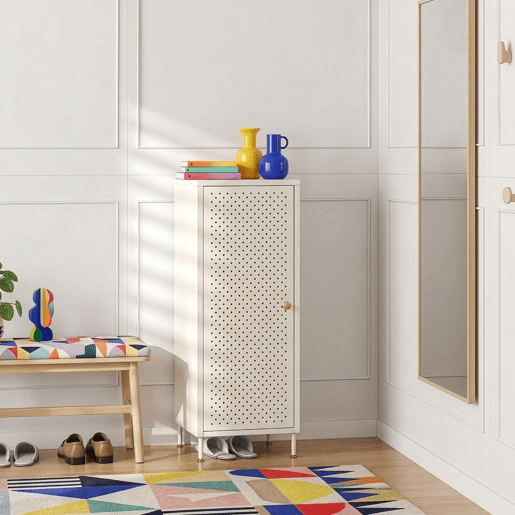 Sapateira Coleraine 1 porta 115x43x35 cm branco creme en.casa