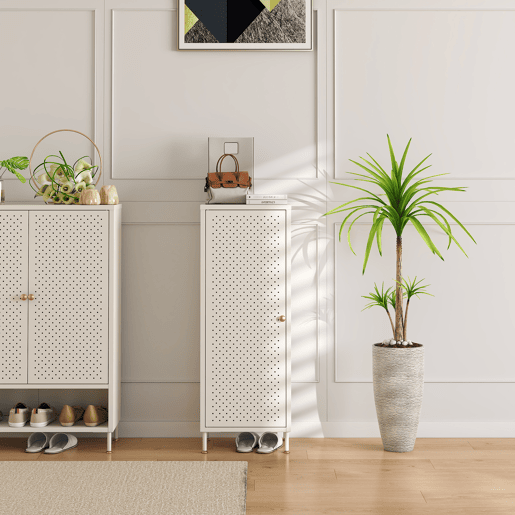 Sapateira Coleraine 1 porta 115x43x35 cm branco creme en.casa