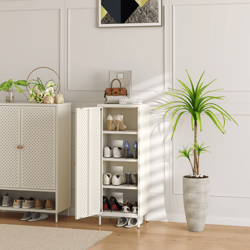 Sapateira Coleraine 1 porta 115x43x35 cm branco creme en.casa