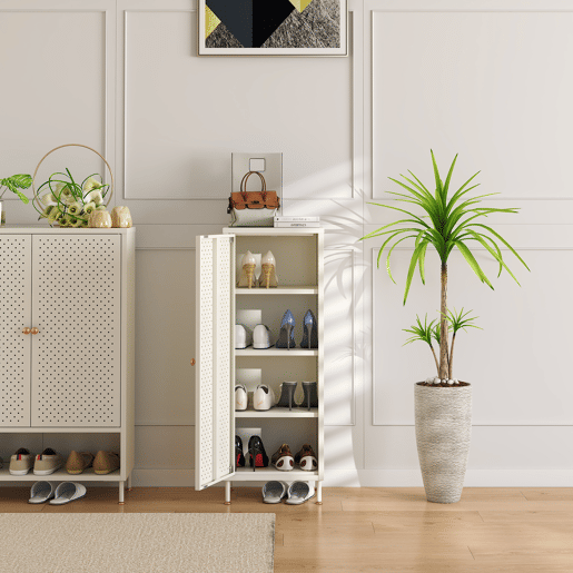 Sapateira Coleraine 1 porta 115x43x35 cm branco creme en.casa