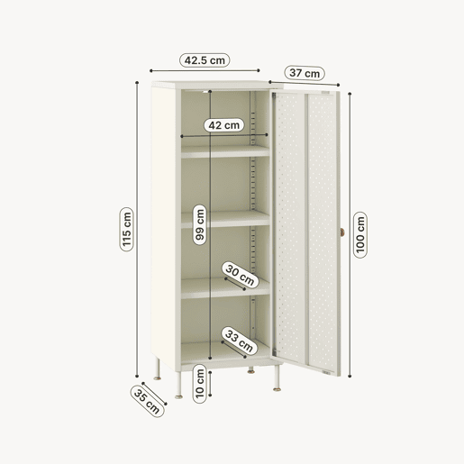 Sapateira Coleraine 1 porta 115x43x35 cm branco creme en.casa
