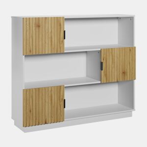 Estante de livros Verhundar com 3 portas 102x120x30 cm Branco  Madeira en.casa