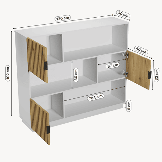 Estante de livros Verhundar com 3 portas 102x120x30 cm Branco Madeira en.casa Estante de livros Verhundar com 3 portas 102x120x30 cm Branco Madeira en.casa