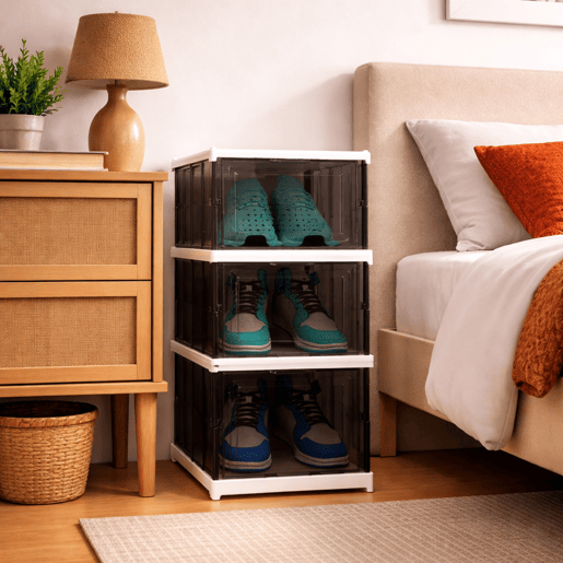 Sapateira Dobrável 3 Níveis 54x25x35 cm Nyana Home | Caixa de Sapatos | Organizador de Calçado