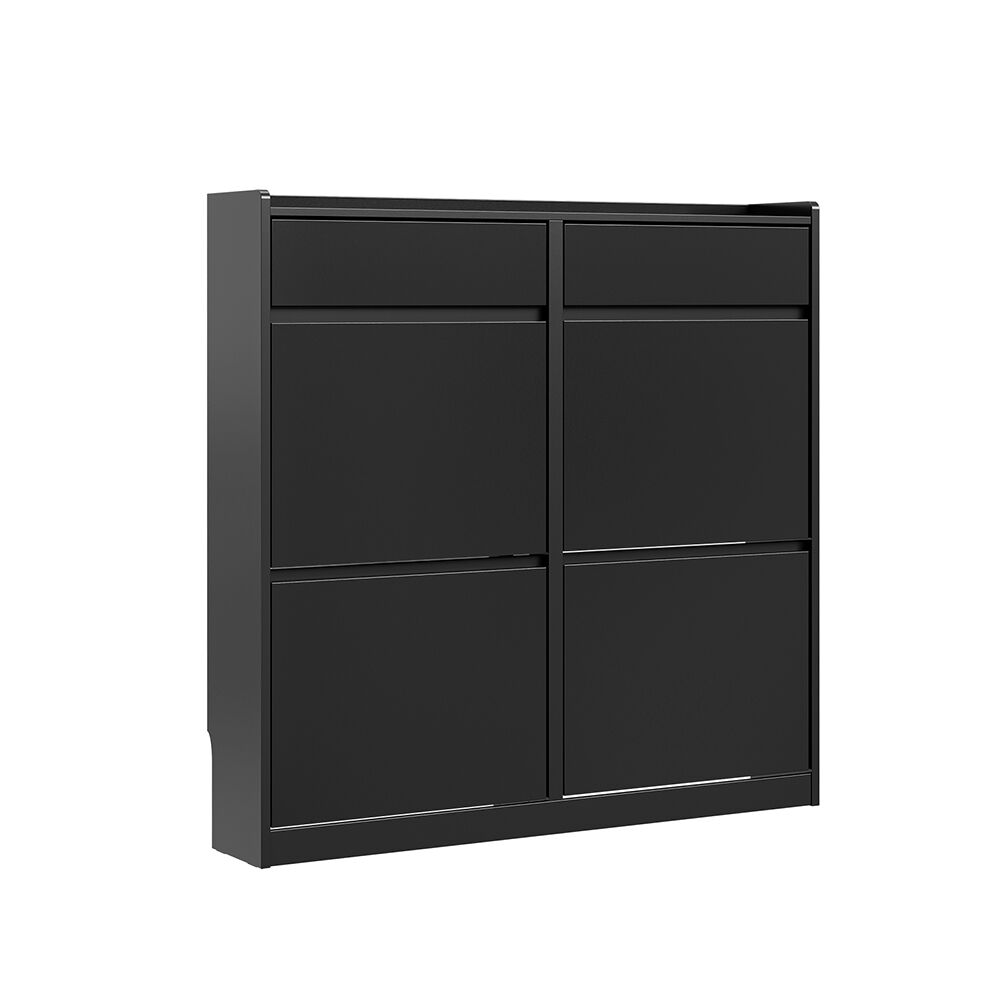 Sobuy armario scarpiera con 4 puertas y 2 fsr169-sch | negro | 98x19x95 cm | mdf