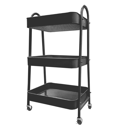 Carrinho Auxiliar Metálico 3 Níveis com Rodas Nyana Home | 45x30x75cm