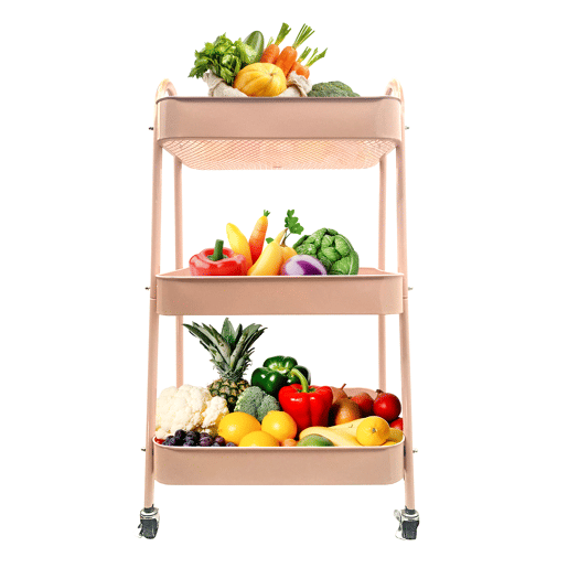 Carrinho Auxiliar Metálico 3 Níveis com Rodas Nyana Home | 45x30x75cm