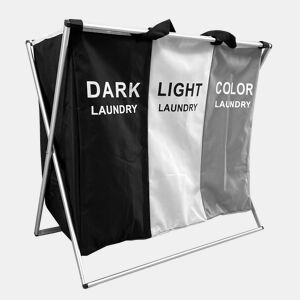 Cesto Roupa Suja 3 Compartimentos Dobrável 62cm Nyana Home