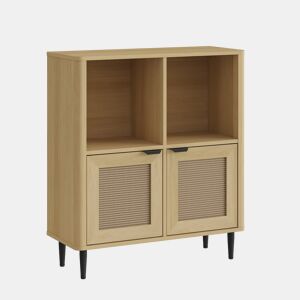 Cómoda Lukhomso com 2 portas 85x75x30 cm Aspeto carvalho en.casa