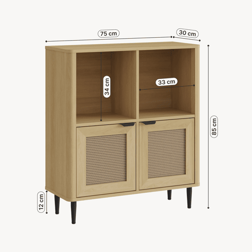 Cómoda Lukhomso com 2 portas 85x75x30 cm Aspeto carvalho en.casa Cómoda Lukhomso com 2 portas 85x75x30 cm Aspeto carvalho en.casa