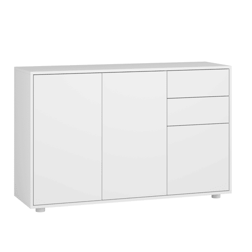 Cómoda Paarl com 2 gavetas e 3 portas 74x117x36cm Branco mate en.casa Cómoda Paarl com 2 gavetas e 3 portas 74x117x36cm Branco mate en.casa