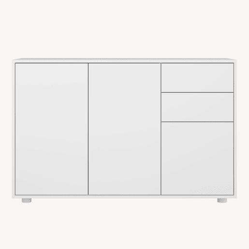 Cómoda Paarl com 2 gavetas e 3 portas 74x117x36cm Branco mate en.casa Cómoda Paarl com 2 gavetas e 3 portas 74x117x36cm Branco mate en.casa