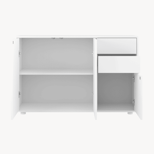 Cómoda Paarl com 2 gavetas e 3 portas 74x117x36cm Branco mate en.casa Cómoda Paarl com 2 gavetas e 3 portas 74x117x36cm Branco mate en.casa
