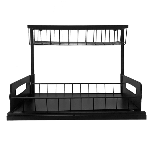 Organizador Sob Pia Metal 2 Níveis Extraível Preto Nyana Home
