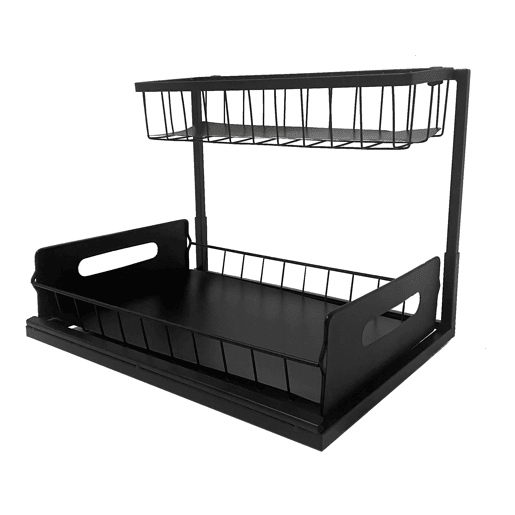 Organizador Sob Pia Metal 2 Níveis Extraível Preto Nyana Home