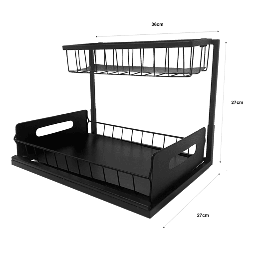 Organizador Sob Pia Metal 2 Níveis Extraível Preto Nyana Home