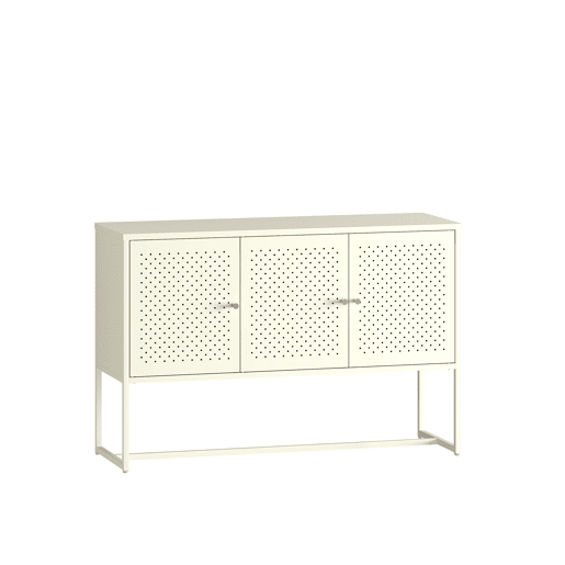 Aparador Viitasaari 3 portas aço 120x40x80 cm creme branco en.casa
