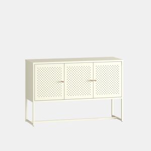 Aparador Viitasaari 3 portas aço 120x40x80 cm creme branco en.casa