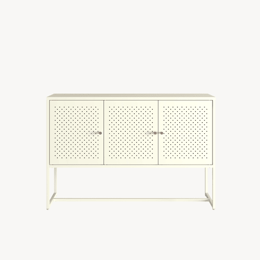Aparador Viitasaari 3 portas aço 120x40x80 cm creme branco en.casa