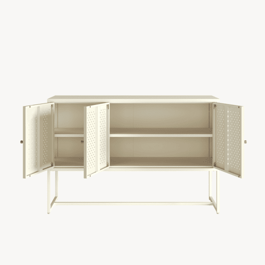 Aparador Viitasaari 3 portas aço 120x40x80 cm creme branco en.casa