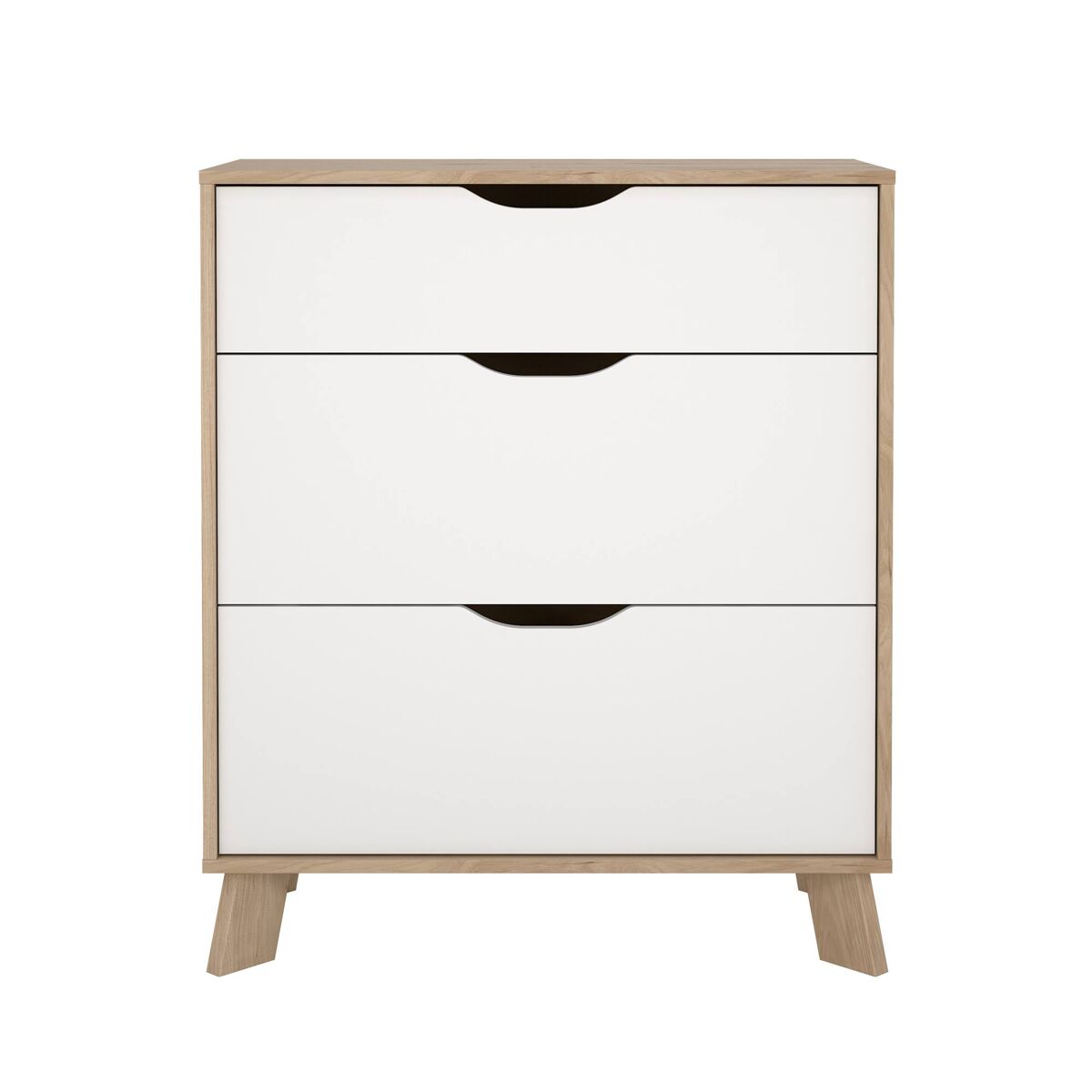 comoda segura cajonera para dormitorio con 3 cajones blanco y jackson hickory 79 x 40 x 93 cm
