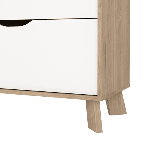 Cómoda Segura para quarto com 3 gavetas, branco e Jackson Hickory, 79 x 40 x 93 cm Cómoda Segura para quarto com 3 gavetas, branco e Jackson Hickory, 79 x 40 x 93 cm