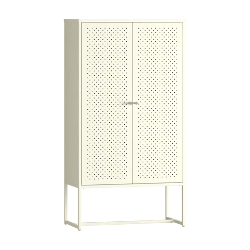 Armário de sala de estar Viitasaari 2 portas aço 150x80x40cm - Branco creme en.casa Armário de sala de estar Viitasaari 2 portas aço 150x80x40cm - Branco creme en.casa