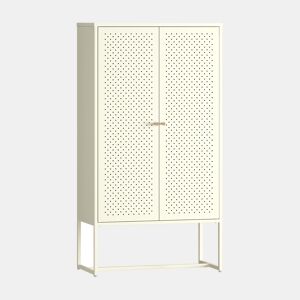 Armário de sala de estar Viitasaari 2 portas aço 150x80x40cm - Branco creme en.casa