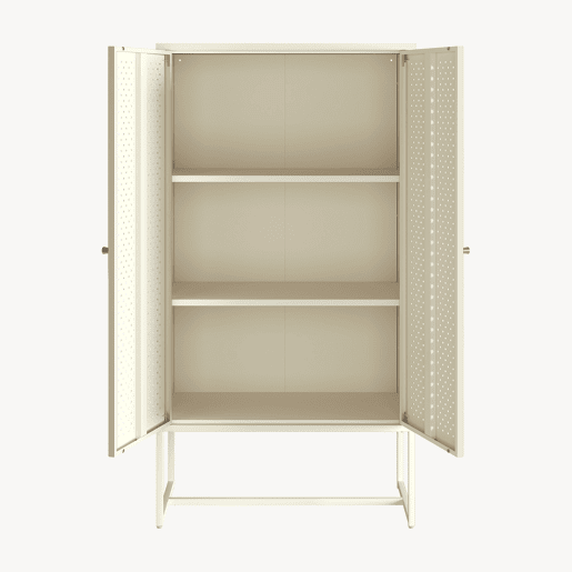 Armário de sala de estar Viitasaari 2 portas aço 150x80x40cm - Branco creme en.casa Armário de sala de estar Viitasaari 2 portas aço 150x80x40cm - Branco creme en.casa