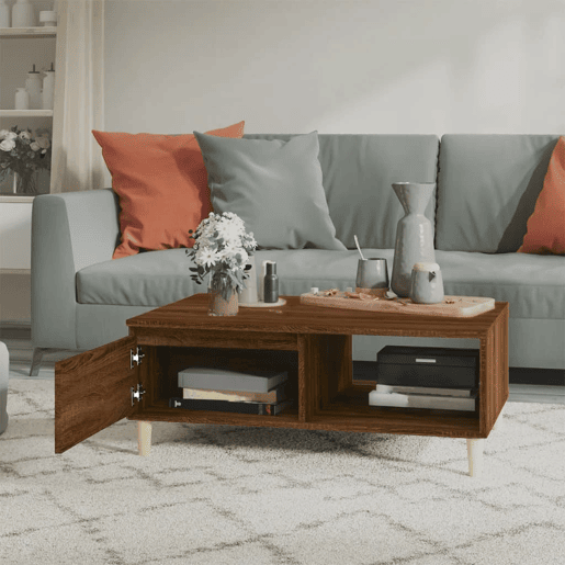Mesa de Centro, Mesa baixa, 90x60x35 cm derivados madeira carvalho castanho
