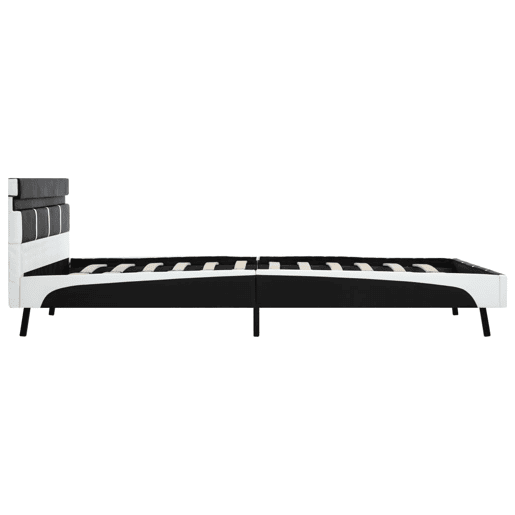 Estrutura de Cama de casal simple com LED 160x200 cm couro artificial preto Estrutura de Cama de casal simple com LED 160x200 cm couro artificial preto